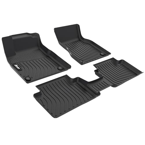 IKON MOTORSPORTS 3D TPE Floor Mats, Compatible with 2025-2026 Audi Q6 e-tron & SQ6 e-tron, All Weather Waterproof Non-Slip Floor Liners, Front & 2nd Row Full Set Car Interior Accessories, Black 3PCS