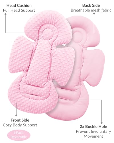 Generic Infant Insert Compatible with Mamaroo Swing & Graco Swing and Infant Car Seat, Newborn Insert Baby Head Body Support, Reversible Design, Breathable Soft Fabric, 1Pcs - Dots, Pink - color: Dots, Pink