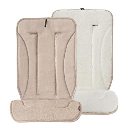Momcozy Reversible Stroller Cushion | Universal Breathable Stroller Liner | Winter Warm Car Seat Liners | Crib Carriage Cushion Pad | Plush for Winter Use ＆Soft Fabric for All-Season Comfort - color: Khaki