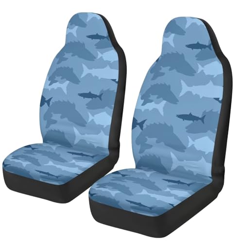 Fish Blue Camo Car Seat Covers Front Seats 2 Pack Car Seat Covers for Front Seats Removable Automotive Accessories Auto Interior Accessories for Most Cars,SUVs,Sedans - color: Fish Blue Camo