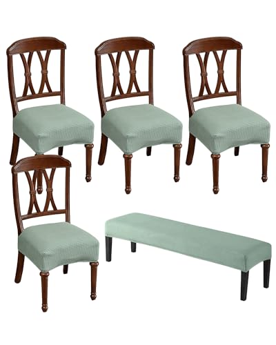 CRFATOP Jacquard Dining Room Chairs Seat Covers Set of 4 with Soft Bench Chair Cover Stretch Kitchen Chair Slipcover Washable Seat Cushion Slipcover Protector for Hotel Ceremony Banquet Wedding,B17 - color: Jacquard B17