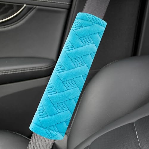 2-Pack Soft Seat Belt Covers Universal Car Shoulder Pad Cushions with Braid Pattern for Comfortable Driving & Bag Strap Protection Blue - color: Blue