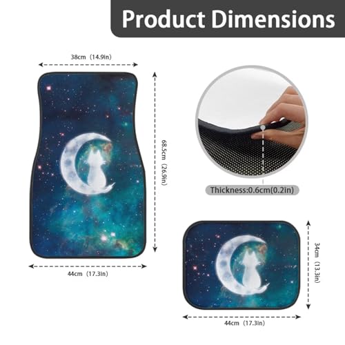 Moon White Cat Floor Mats for Car Sedan Truck SUV,Front Only,Set of 4 Universal Fit for Women Men Cars - color: Moon White Cat
