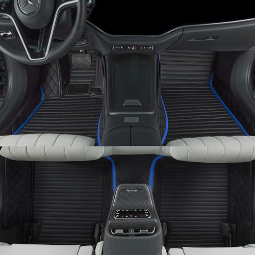 Customized car Floor mats are Suitable for 99% of Vehicle Models (sedans/Trucks/SUVs), Anti-Slip Floor mat Leather Set Provides Comprehensive Protection for the Original car Carpet. (2+1Blue) - color: 2+1Blue