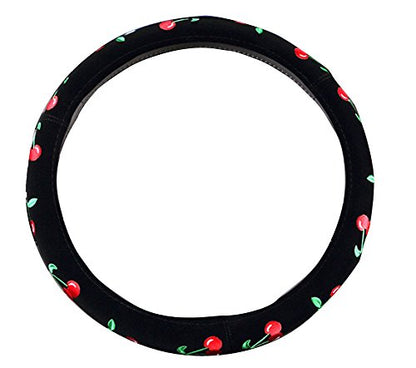 Mayco Bell Automotive Women Embroidery Cute Car Steering Wheel Cover (Cherry) - color: Cherry
