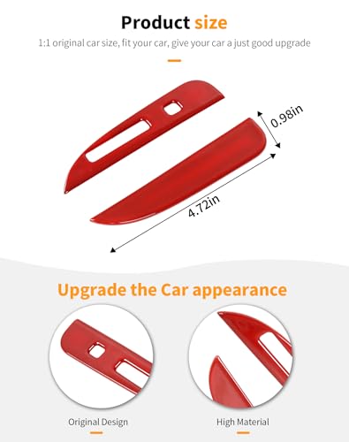 Interior Gear Shift Panel Frame Cover Trim Accessories Compatible with Ford Mustang 2015 2016 2017 2018 2019 2020 2021 2022 2023, Red