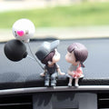 Cute Cartoon Couple Design Car Ornament - Car Dashboard Decorations, Office Desk Accessories, Computer Monitor Decor, Kissing Couple Figure Figurines Balloon Ornaments (B)