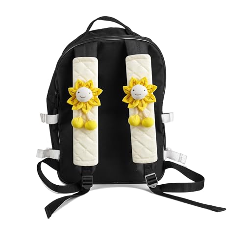 2-Pack Soft Seat Belt Covers Universal Car Shoulder Pad Cushions for Comfortable Driving & Bag Strap Protection Off-White Yellow Sunflower - color: Yellow Sunflower