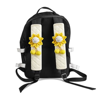2-Pack Soft Seat Belt Covers Universal Car Shoulder Pad Cushions for Comfortable Driving & Bag Strap Protection Off-White Yellow Sunflower - color: Yellow Sunflower