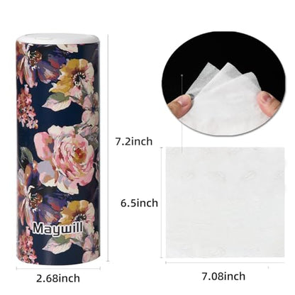 Facial Tissue Cylinder Holder with Cap, Travel Tissue Tubes Box Container, Suitable for Car Cup Holder (4 Pack, 200 Sheets) - style: Roses