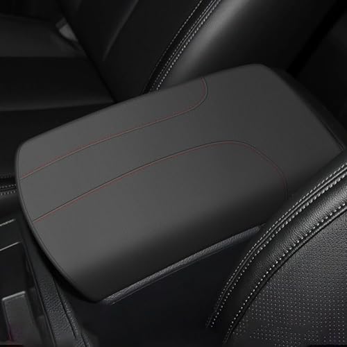 AOMSAZTO Armrest Covers Middle Console Covers for 2017-2022 Nissan Rogue Black with Red Stiches - color: Black with red stiches