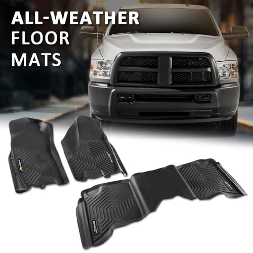G-PLUS Cargo Liners Compatible with 2009-2018 Dodge Ram Crew Cab(Not Fit Quad Cab & Tradesman) All Weather Full Cover Protection 1st & 2nd Row 3PCS TPE Car Floor Liners Accessories - size: Fit Dodge Ram 09-18 | Crew Cab | 3PCS