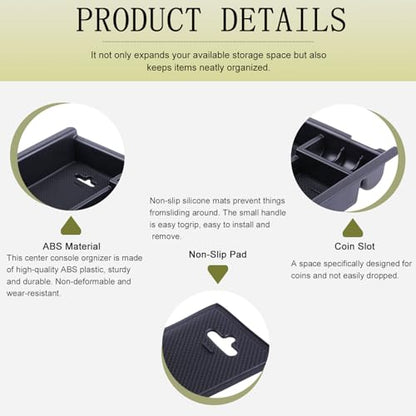 Center Console Organizer Tray Compatible with Toyota Tacoma Accessories 2016-2022 2023, Armrest Insert Container ABS Material Secondary Storage Box