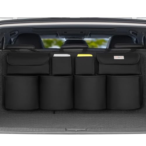 SURDOCA Car Trunk Organizer, LARGE CAPACITY Car Storage Bag with 8 Pockets, 7X Upgraded Trunk Storage Organizer for Car, SUV, Truck, MPV - color: All Black, size: L-35.5x18.2in