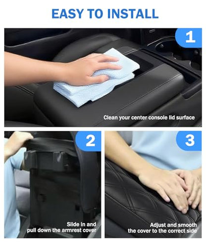 Center Console Cover for Chevy Silverado & GMC Sierra 2014-2018 with 40/20/40 Jump Seat Accessories, Leather Middle Armrest Console Cover Elbow Arm Rest Cushion for Car (Split Bench Seat Console ONLY)