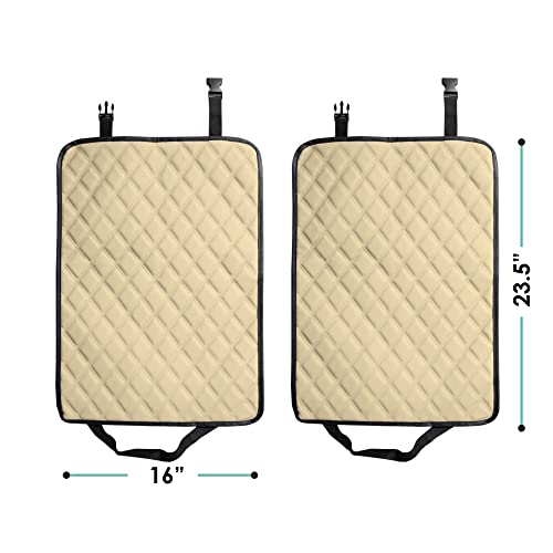 FH Group Faux Leather Auto Seat Back Kick Protectors, Heavy Duty Car Kick Mat for Kids –2-Pack Diamond Stitched Back Seat Protector, Waterproof Protection, Easy to Clean - color: Beige, style: Kick Mat - Diamond