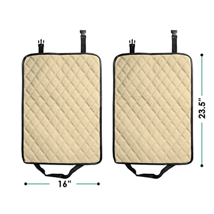 FH Group Faux Leather Auto Seat Back Kick Protectors, Heavy Duty Car Kick Mat for Kids –2-Pack Diamond Stitched Back Seat Protector, Waterproof Protection, Easy to Clean - color: Beige, style: Kick Mat - Diamond