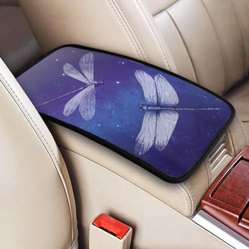 Universal Car Center Console Cushion Pad, Dragonfly Blue Night Sky Soft Waterproof Car Center Console Cover Auto Armrest Seat Box Cover Protector for Most Vehicle SUV Truck Car - color: Dragonfly Blue Night Sky