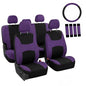 FH Group Full Set Car Seat Covers Cloth, Universal Fit combo, Set with Steering Wheel Cover and Seat Belt Pad fits Most Cars, SUVs, Trucks Purple - color: Purple