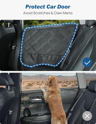 JOYTUTUS Dog Car Door Protector Compatible with Sedan/Family Car/Small SUV, Waterproof & Anti-Scratch Door Protector from Dog Scratching with Storage Pockets (2 Packs Universal Fit)