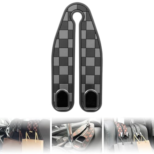 Car Purse Hook for Headrest, Auto Seat Back Storage Hook Bendable PVC Soft Material Universal Purse Holder for Car Vehicle(Black) - color: Black, size: Checkerboard Seat Hook