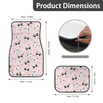 Panda Pink Car Floor Mats Auto Front & Rear Floor Carpets Universal Fit 95% Automotive,SUVS,Sedan,Vans,for Women,Girly,Set of 4 - color: Panda Pink
