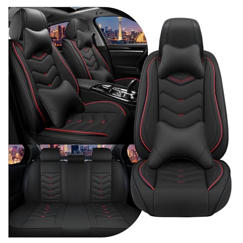 Car Seat Covers for Ford Fusion 2006-2020, Stylish Sport Seat Cover, Premium Nappa Leather Car Seat Cover. Automobile Seat Covers Sets.(Luxury 5 Seats/Black) - color: Black, size: Luxury 5 Seats