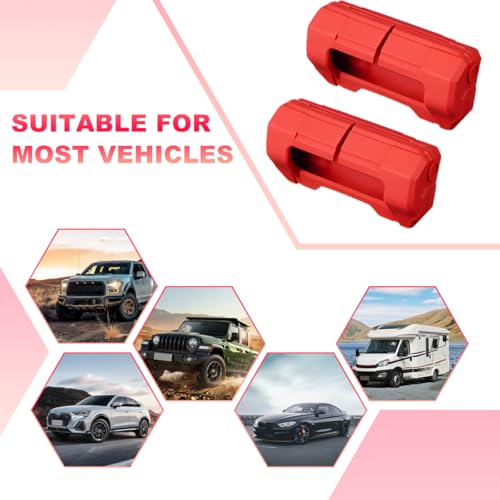 DXNQ 2PCS Car Seat Belt Buckle Covers, Anti-Scratch Silicone Auto Seat Belt Clips Protective Sleeve, Universal Seatbelt Buckle Cover Protector for Van Truck SUV, Car Accessories (Red)