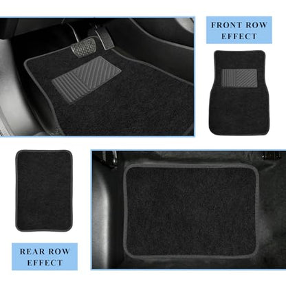 4PCS Car Floor Mats, Waterproof Non-Slip Car Floor Liners with Safety Heel Pad, All-Weather Wear-Resistant Mats Heavy Duty Universal Carpets for Truck SUV Van Sedan (Black) - color: Black