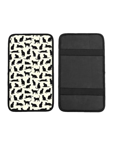Car Handrail Box Cushion Soft Comfortable Anti Slip Middle Consoles Protector, Universal for Most Cars Trucks and SUV Fashion Car Interior Accessories Unisex - Black Cat - color: Black Cat