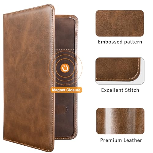 CoBak Car Registration and Insurance Holder - Vehicle Glove Box Car Organizer,Auto Truck Comparment Accessories Case with Magnetic Closure for Driver License,Cards - color: L-Cowhide Brown