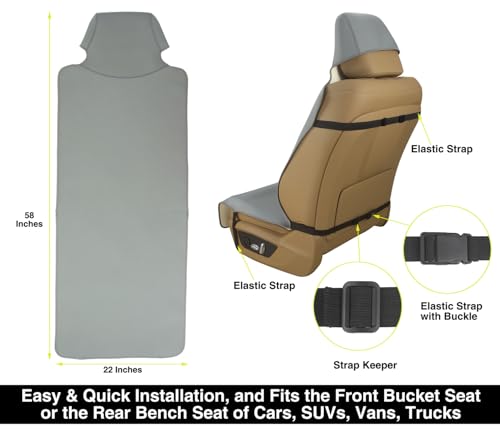 Waterproof Neoprene Car Seat Cover, Sweatproof Non-Slip Seat Protector, Universal Fit for Front Bucket or Rear Bench Seat of Cars, SUVs, Vans, Trucks, Compatible with Airbags and Armrests - color: Gray