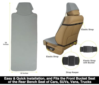 Waterproof Neoprene Car Seat Cover, Sweatproof Non-Slip Seat Protector, Universal Fit for Front Bucket or Rear Bench Seat of Cars, SUVs, Vans, Trucks, Compatible with Airbags and Armrests - color: Gray