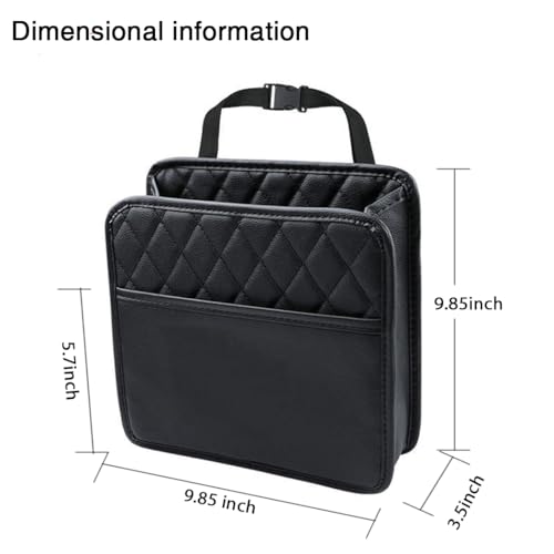 Car Back Seat Organizer, Hanging PU Leather Car Storage Bag, Compatible with Most Vehicles Interior Accessories Organizer (Black(2Pack))