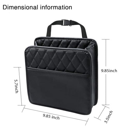 Car Back Seat Organizer, Hanging PU Leather Car Storage Bag, Compatible with Most Vehicles Interior Accessories Organizer (Black(2Pack))