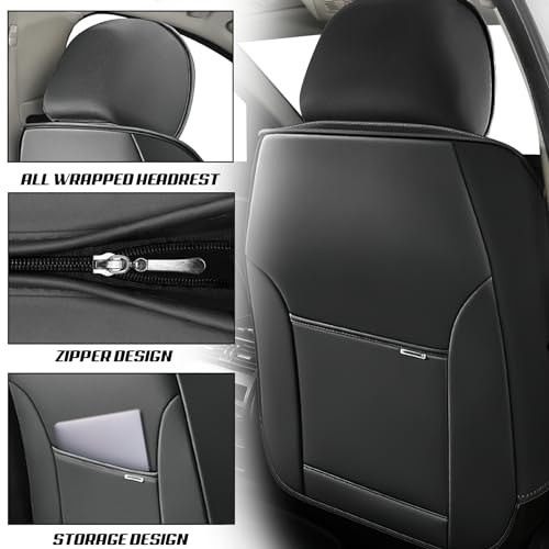 Car Seat Covers for Kia K5 2021-2026, Premium Nappa Leather, Waterproof, Anti-Slip, Full Coverage, Airbag Compatible, Breathable, All-Weather, Easy Install (2 Seats, Gray&White) - color: 2 Seats - Gray&White, size: Kia K5 2021-2026