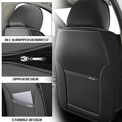 Car Seat Covers for Kia K5 2021-2026, Premium Nappa Leather, Waterproof, Anti-Slip, Full Coverage, Airbag Compatible, Breathable, All-Weather, Easy Install (2 Seats, Gray&White) - color: 2 Seats - Gray&White, size: Kia K5 2021-2026