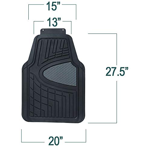 FH Group Premium Liners Tall Channel Trimmable All Weather Rubber Full Set Car Floor Mats (Beige) w. Trimmable All-Season Cargo Liner (Black) - Universal Fit for Cars Trucks and SUVs - color: Beige, style: With Cargo Mats