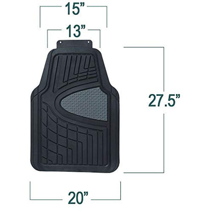 FH Group Premium Liners Tall Channel Trimmable All Weather Rubber Full Set Car Floor Mats (Black) w. Trimmable All-Season Cargo Liner (Black) - Universal Fit for Cars Trucks and SUVs - color: Black, style: With Cargo Mats
