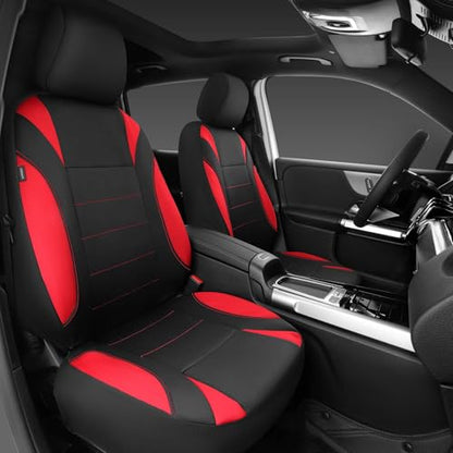 CAR PASS Neoprene Wetsuit Seat Covers, Waterproof Car Seat Covers Front with 5mm Composite EVA, Universal Fit for Car,Sedan, SUV TrucksAnti Slip, Airbag Compatible(Black and Red - color: Red front