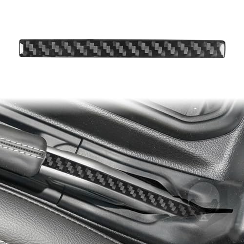 Car Handbrake Hand Brake Cover Decorative Strip Trim Compatible with Jeep Wrangler JL JLU Gladiator JT 2018 2019 2020 2021 2022 2023 2024 Accessories Real Carbon Fiber Interior Stickers - color: Black 17