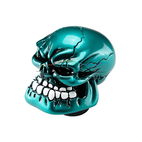 EZAUTO WRAP Teal Universal Manual Wicked Skull Head Gear Stick Car Shift Knob Shifter Halloween - color: Teal