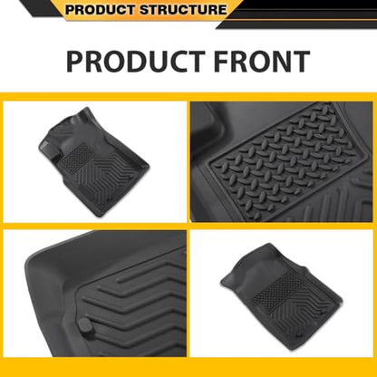 G-PLUS TPE Cargo Liners Black Compatible with Toyota Tacoma Double Cab 2005-2015 All Weather Full Cover Protection 1st & 2nd Row Floor Liner - size: Fit Toyota Tacoma 2005-2015 | Double Cab | 3PCS