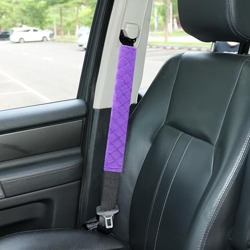 Soft Automotive Seat Belt Cover Seatbelt Shoulder Pad Neck Protector Cushions Universal Fit SUV Trucks Backpack Violet Extra Long 15.7in - color: Purple, size: 15.7in-1pc