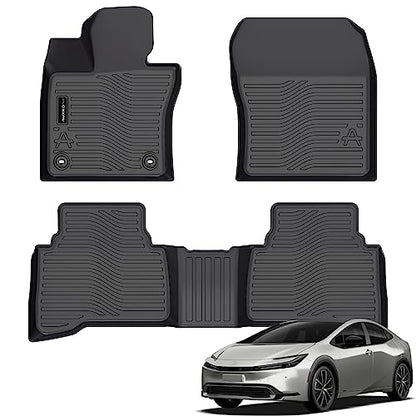 Auxko All Weather Floor Mats Fits for Toyota Prius & Prius Prime 2023 2024 2025 2026 TPE Rubber Liners Accessoires for Prius Odorless All Season Guard Anti-Slip Car Protector Mats Black - size: prius|23-2026|floor mats