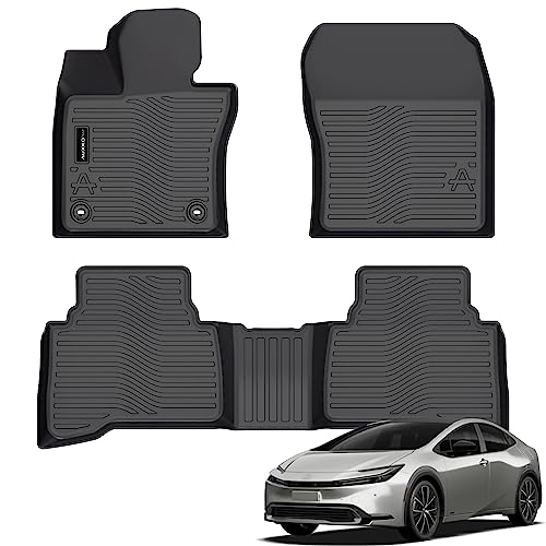 Auxko All Weather Floor Mats Fits for Toyota Prius & Prius Prime 2023 2024 2025 2026 TPE Rubber Liners Accessoires for Prius Odorless All Season Guard Anti-Slip Car Protector Mats Black - size: prius|23-2026|floor mats