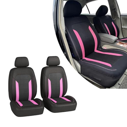 2 Pack Car Front Seat Covers, Breathable Front Seat Headrest Covers, Comfortable Vehicle Seat Headrest Protector with Foam Padding and Retaining Buckle, Universal for RV, SUV, Truck (Pink) - color: Pink