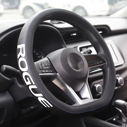 XITER Leather Steering Wheel Cover for Rogue 2014-2023 2024 2025 2026,2017-2022 Rogue Sport,with Rogue Logo - color: Rogue 2014-2026,With "Rogue" LOGO