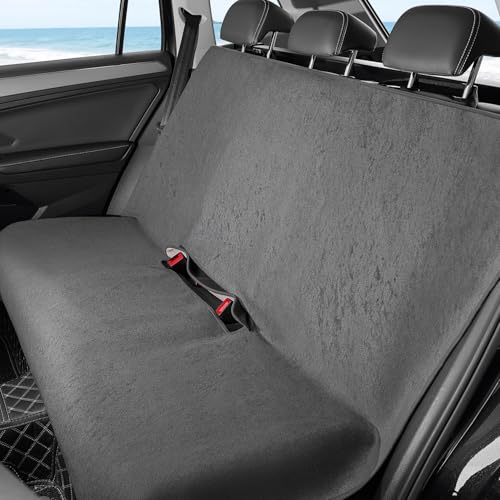 Waterproof Car Seat Cover Bench Grey Full Size Universal Fits Car Sweat Towel for Trucks SUV Van Rear Car Seat Protector Protector Cloth Seats Pack of 1 - color: Grey, size: Rear Bench Seat