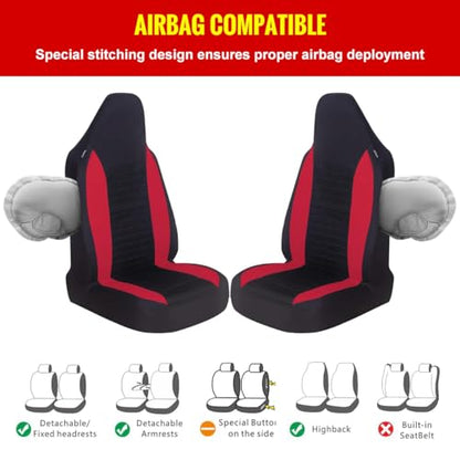 AUTOYOUTH Car Seat Covers - Achieve The Perfect Combination of Style and Protection with Universal Fit for Sedan, Truck, SUV - Black Red - color: Black & Red